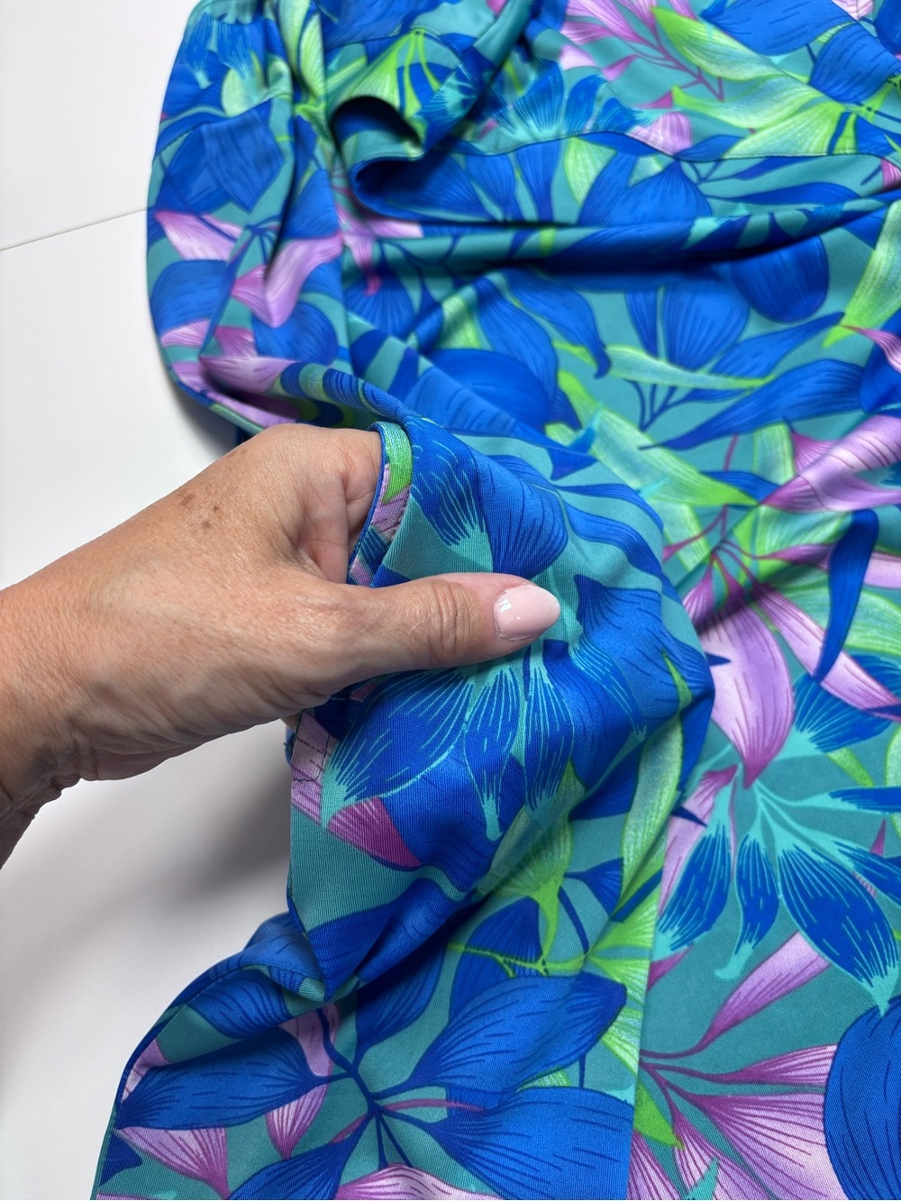 Caribbean Joe Blue Floral Sleeveless V-Neck Tank Dress Has Pockets Sz L - Picture 10 of 12